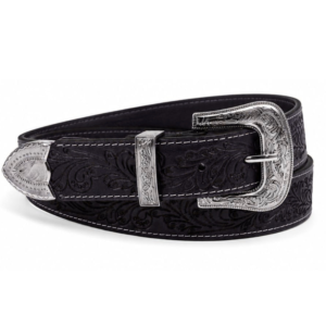Floreale-Cowboy-Leather-Belt-Black