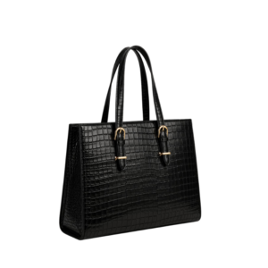 Luxury Black Woven Leather Shoulder Tote