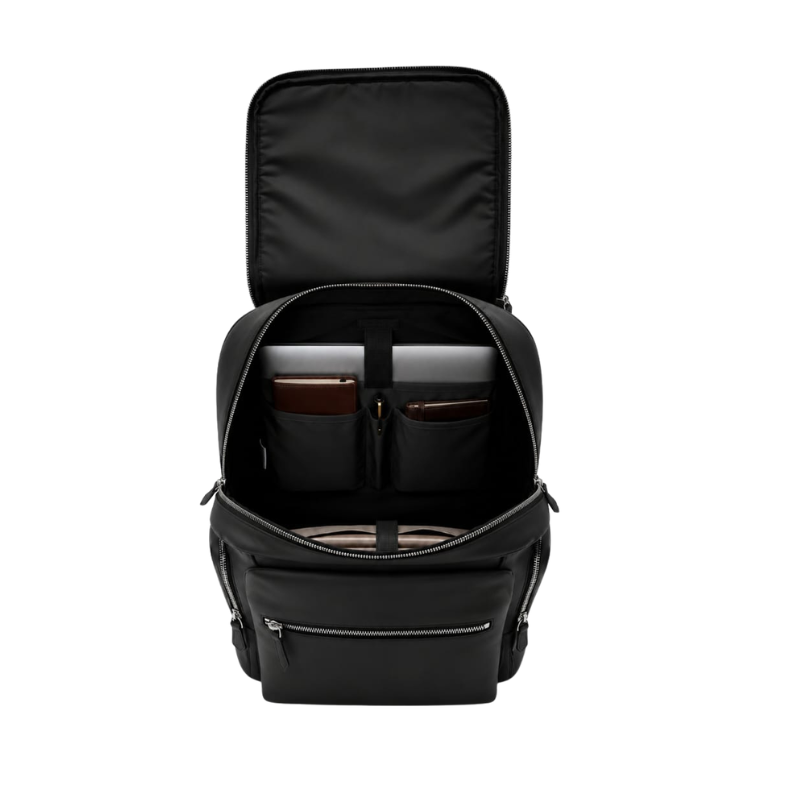 Premium Black Leather Laptop Backpack 2
