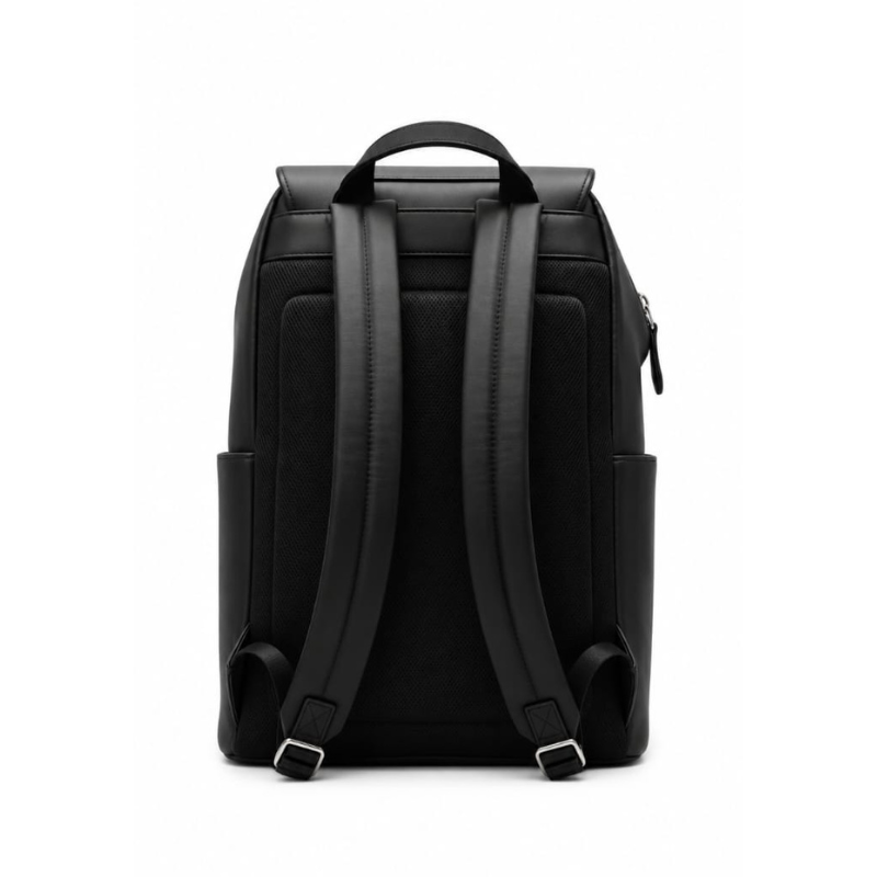 Premium Black Leather Laptop Backpack