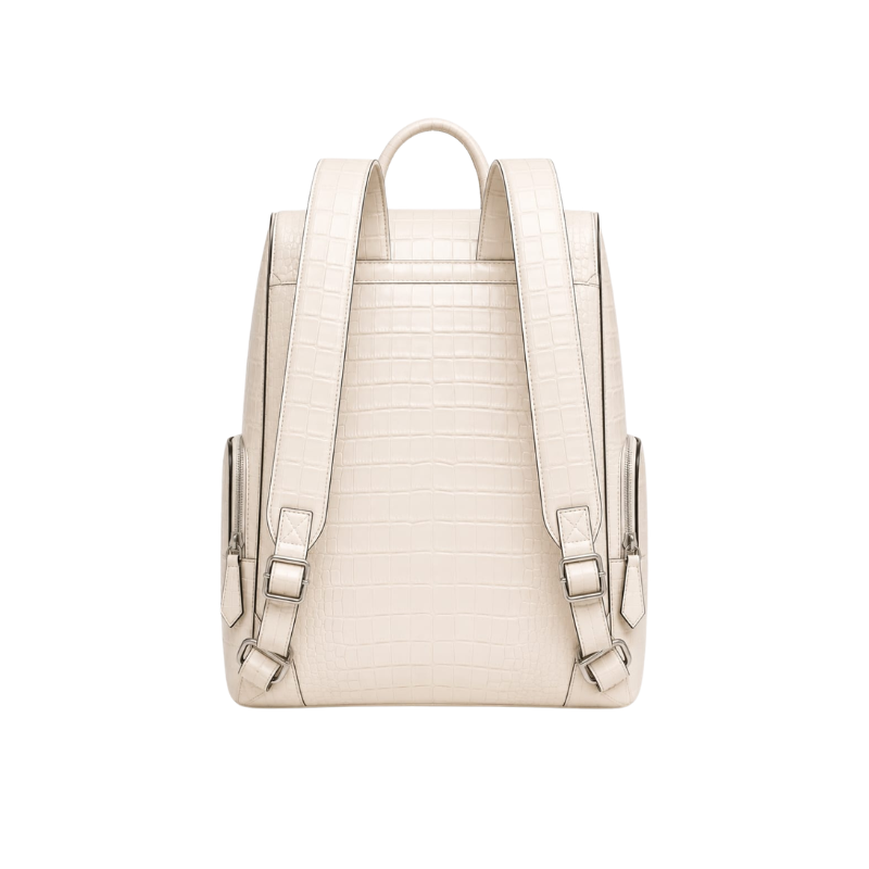 Premium Leather Multi-Pocket Backpack – white 2