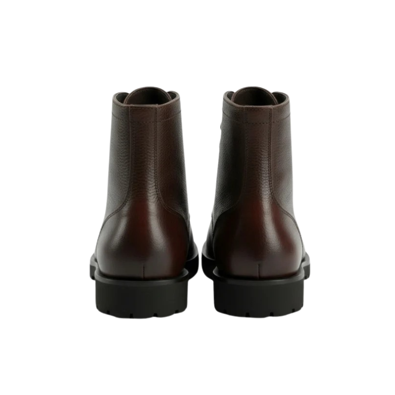 Rugged Ember Leather Combat Boots -Burnished Dark Brown 4