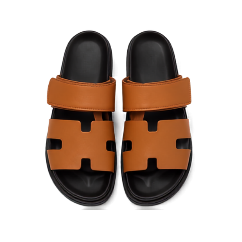 Adjustable H-Cut Comfort Slide Sandals - Tan (2)