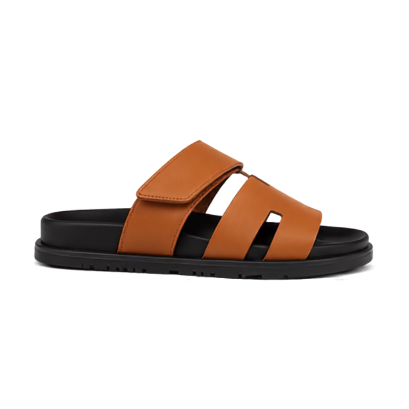 Adjustable H-Cut Comfort Slide Sandals - Tan (3)