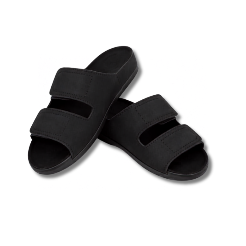 Black Double-Strap Slide Sandals (2)