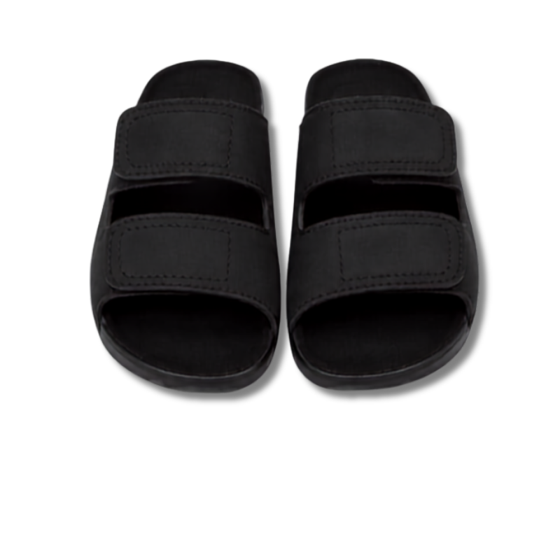 Black Double-Strap Slide Sandals (3)