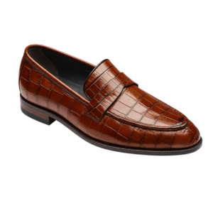 Croc-Embossed Leather Penny Loafers