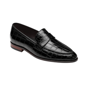 Croc-Embossed Leather Penny Loafers