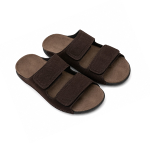 Classic Brown Double-Buckle Slide Sandals