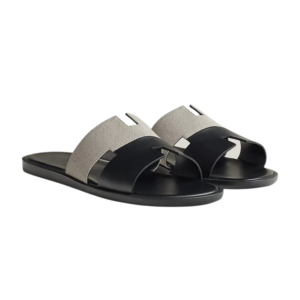 Dual-Tone H-Cut Premium Leather Slide Sandals