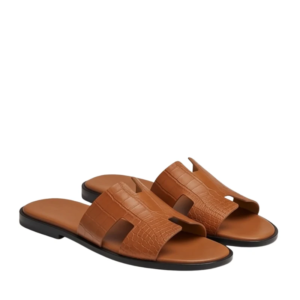H-Cut Premium Croco Leather Slide Sandals