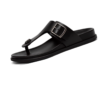 Vintage Buckle Toe-Ring Leather Sandals - Black (2)