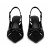 Women’s Black Bow Slingback Pointed-Toe Heels