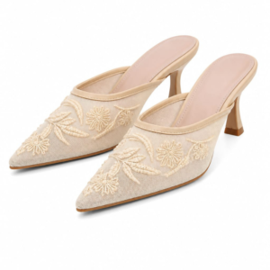 Women’s Floral Embroidered Slip-On Mule Heels