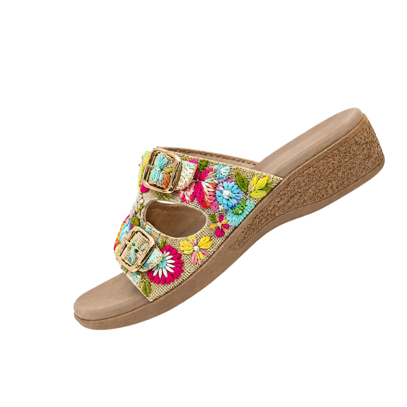 Women’s Floral Embroidered Wedge Sandals 3