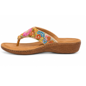 Women’s Floral Embroidered Wedge Thong Sandals
