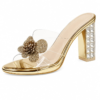 Women’s Gold Floral Embellished Block Heel Mules 2