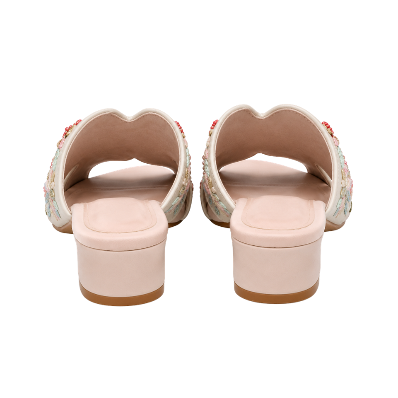 Women’s Pearl & Floral Embroidered Slide Sandals – Ivory 3 (2)