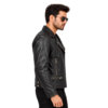 Black Leather Motorcycle Biker Jacket (4)