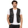 Black Leather Multi Pocket Vest