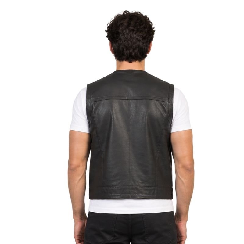 Black Leather Multi Pocket Vest (2)