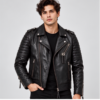 Black Quilted Leather Biker Jacket