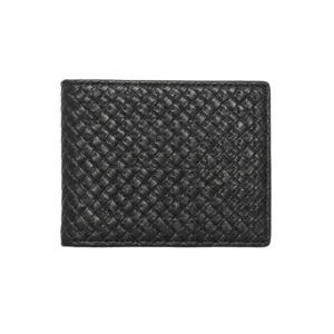 Black Woven Leather Bifold Wallet