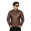 Chocolate Brown Leather Racer Jacket