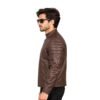 Chocolate Brown Leather Racer Jacket (3)