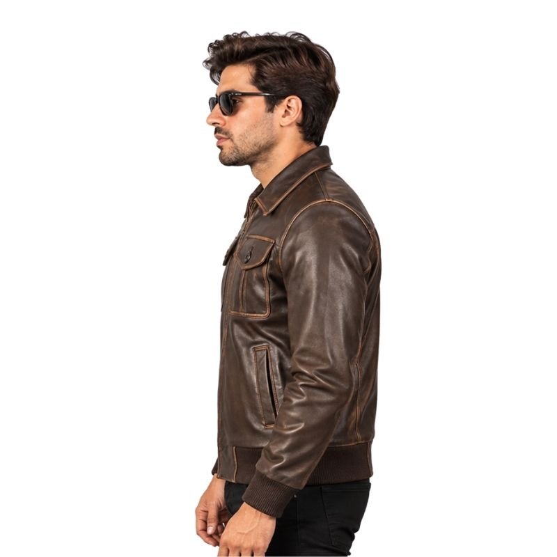 Dark Brown Leather Pilot Jacket (3)