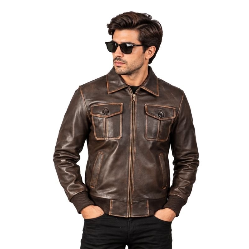 Dark Brown Leather Pilot Jacket