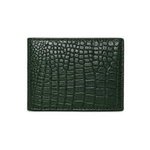 Dark Green Crocodile Embossed Leather Bifold Wallet