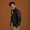 Men’s Black Quilted Leather Biker Jacket (3)