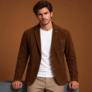 Men’s Brown Genuine Leather Blazer Jacket