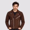 Men’s Brown Suede Quilted Biker Jacket (2)