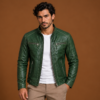 Men’s Green Leather Motorcycle Racer Jacket