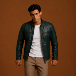 Men’s Forest Edge Quilted Leather Motorcycle Jacket