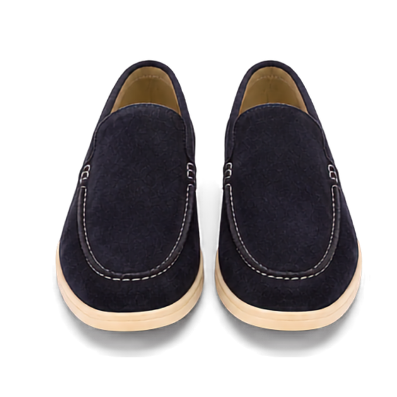 Navy Blue Suede Loafers